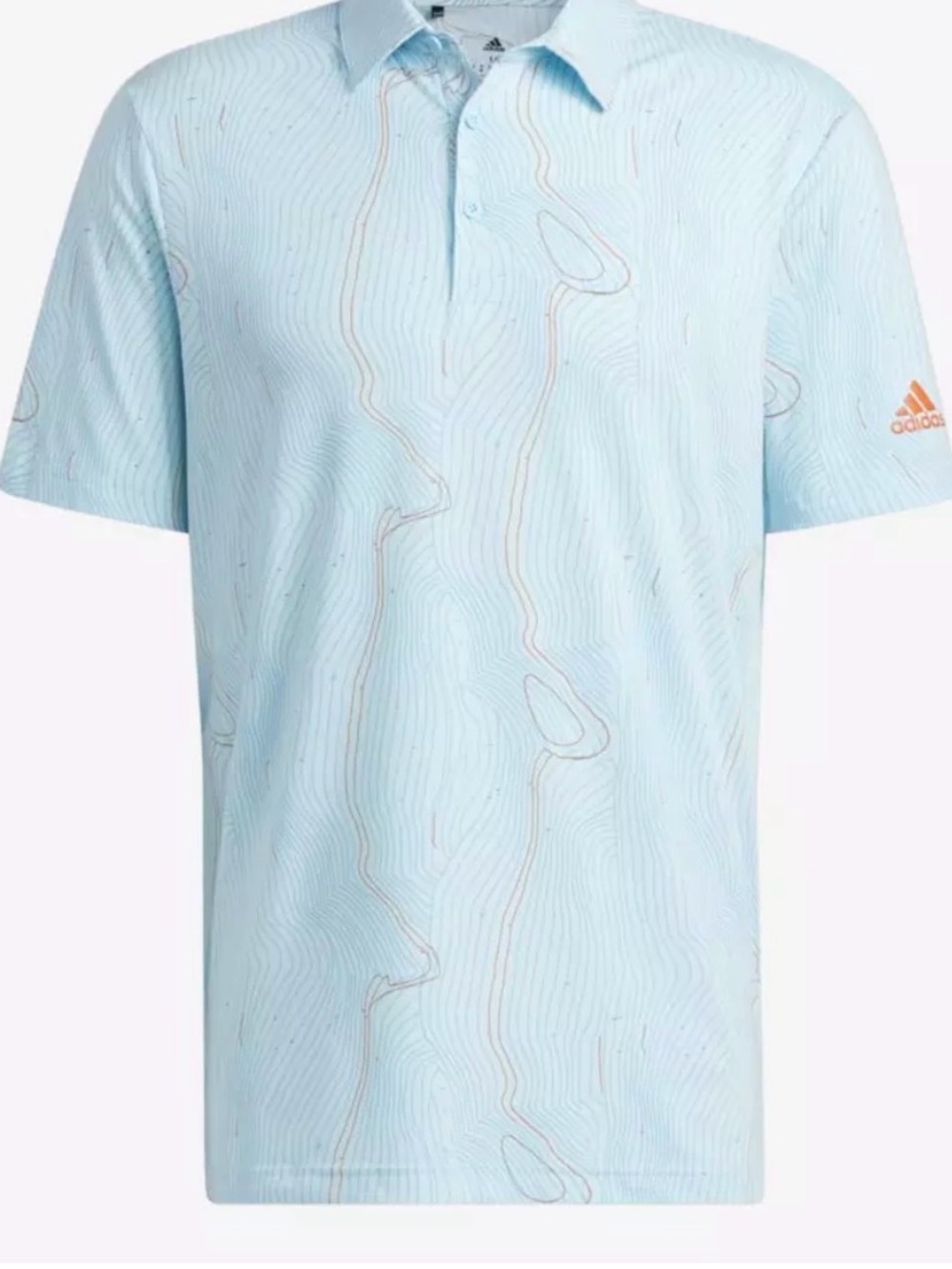 Adidas Shirt Mens M Medium Lake Blue Course Map Topography Pattern Golf Polo